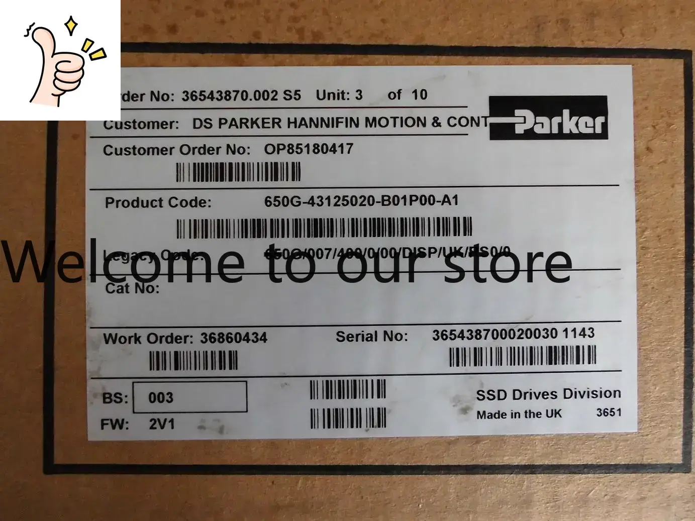 Woodworking Uk - Инвертор Parker 2025 650G/007/400/0/00/DISP/UK/RS0/0 380В
