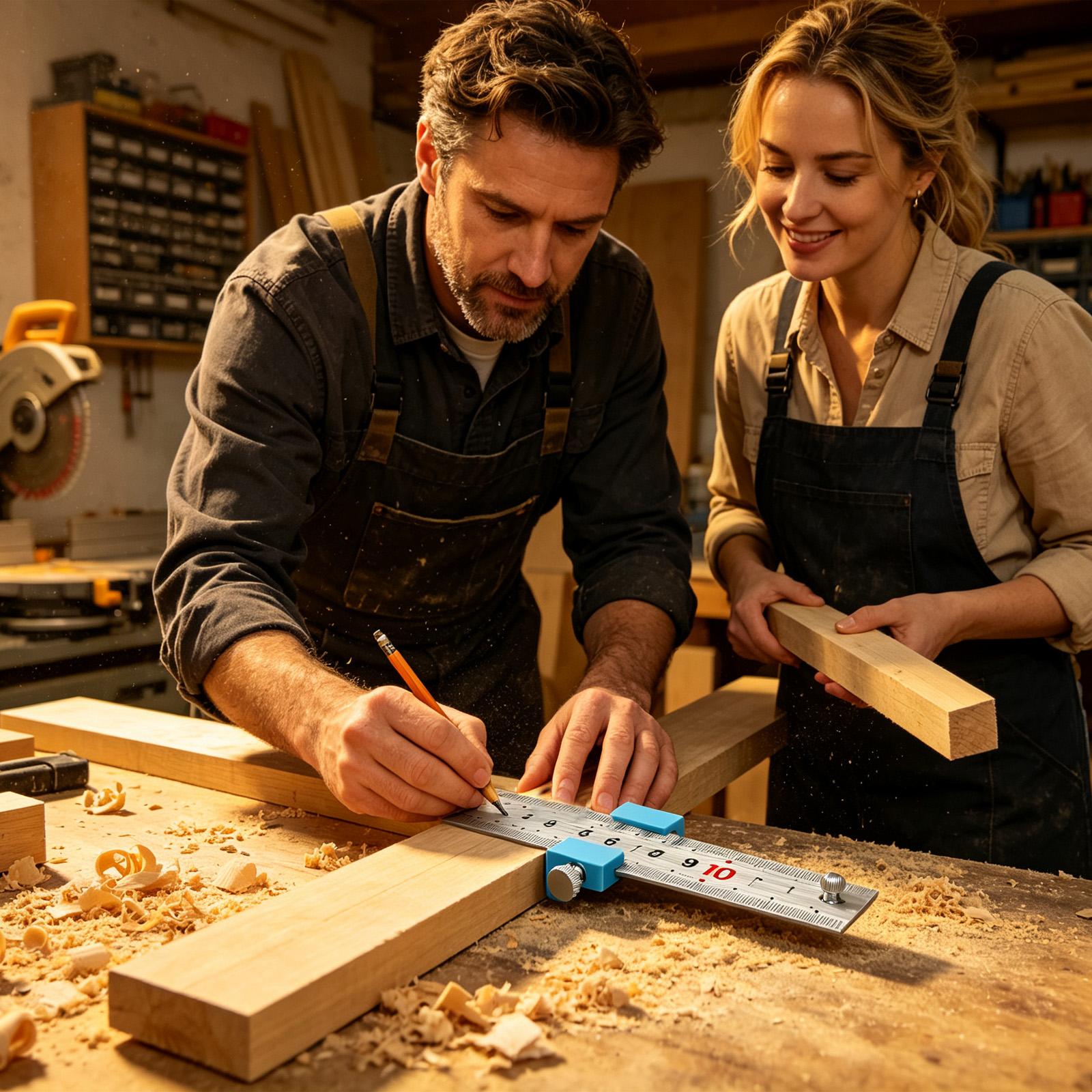 Woodworking Workshop - Столярные инструменты: стальная линейка-упор для разметки