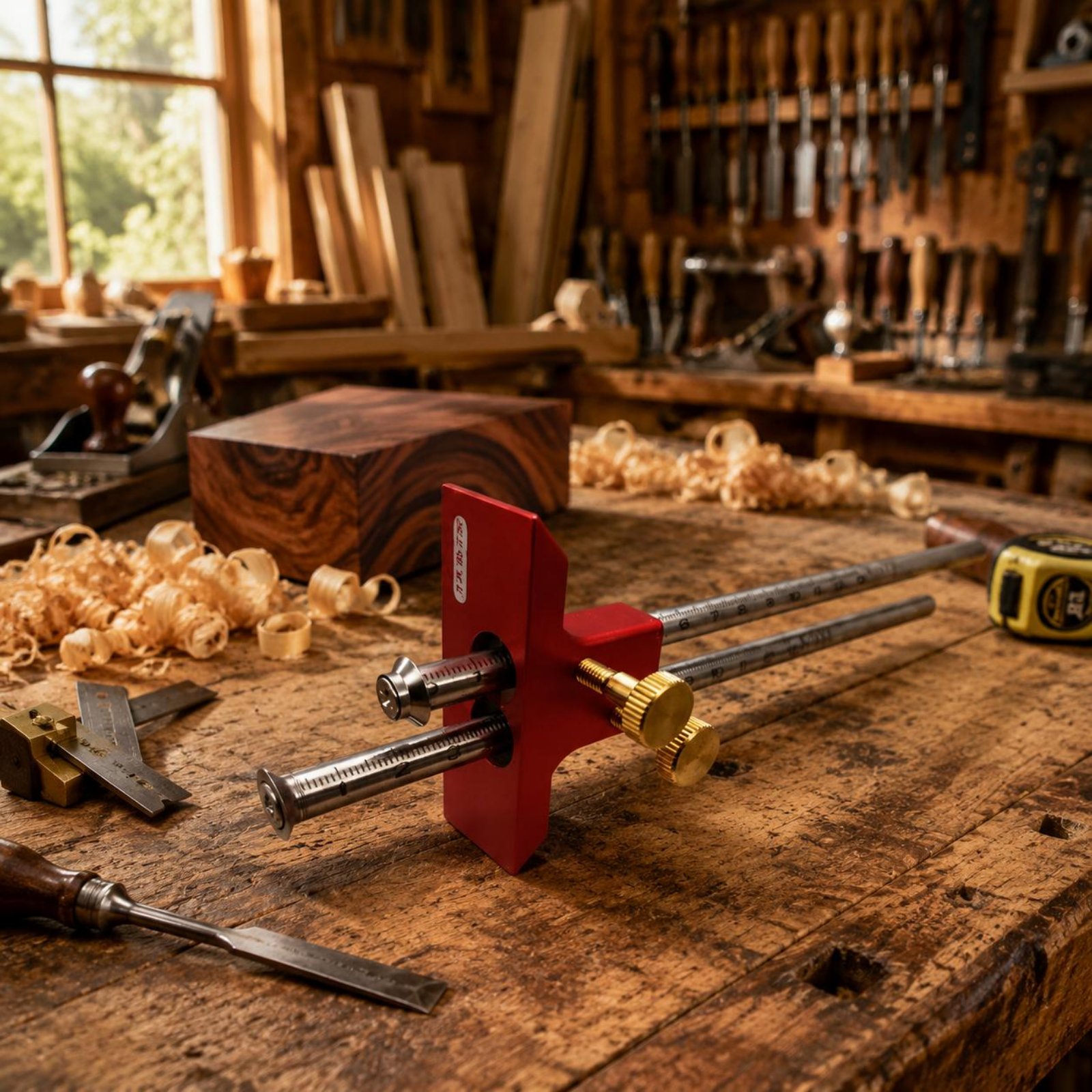Woodworking Marking Gauge - Двухголовочный разметочный шаблон из алюминиевого сплава,